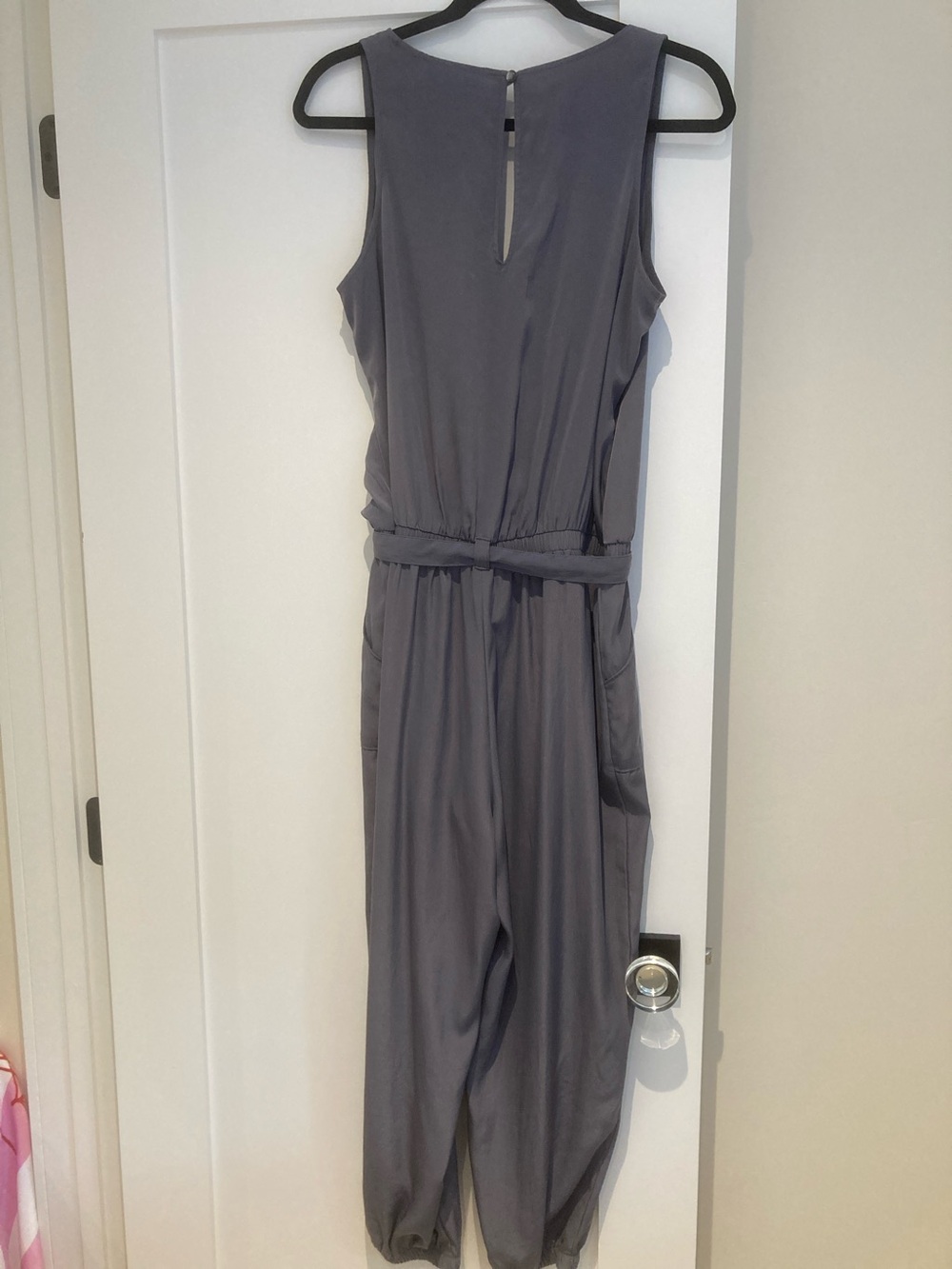 New York & Company Gray Sleeveless Draped Jumpsuit - Picture 7 of 7